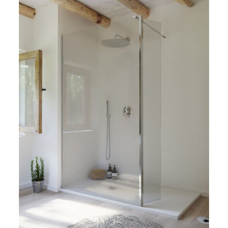 Paroi de douche fixe Single avec aile pivotante chromé - 80 cm (1/5)