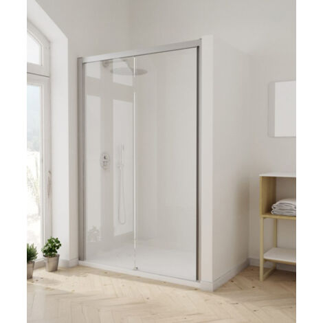 Paroi de douche frontale coulissante Style Nickel brossé - 140 cm (1/4)