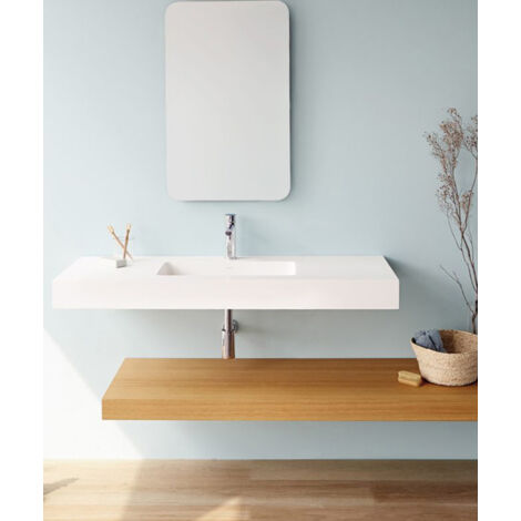 Vasque suspendue blanc Cardiff Muro - 120x46 cm (1/4)