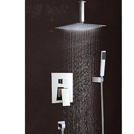 Robinet de douche mural avec tête de douche 12" en acier inoxydable et douchette à main (1/4)