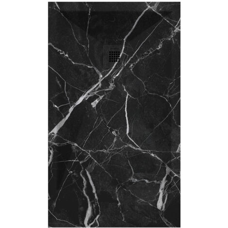 Receveur de douche Marbre Noir , finition Lisse Stone 3D, grille de couleur - 160 x 90 cm (1/4)