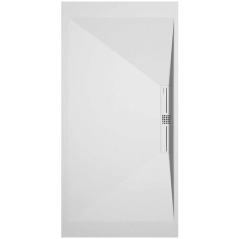 Duschwanne Weiß, Glatt-Finish Stone SIDE, 140 x 90 cm (1/4)