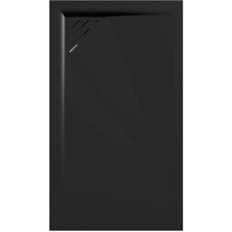 Receveur de douche Noir, finition Lisse Stone MIO, grille de couleur - 70 x 70 cm (1/4)