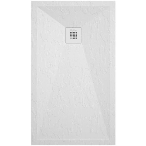Receveur de douche blanc finition ardoise Stone Plus, grille de couleur - 90 x 80 cm (1/4)