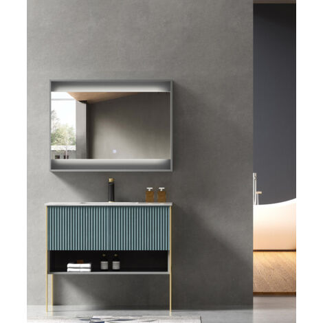 Meuble de salle de bain Vert Calcutta - 80 cm (1/3)