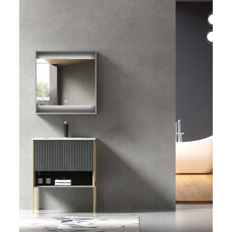 Meuble de salle de bain Gris Calcutta - 80 cm (1/3)