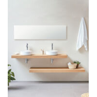 Plan vasque suspendu Zero finition Chêne avec porte-serviettes - 100 x 52 cm