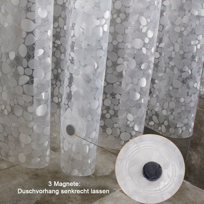 lavable 80 x 180 cm Étanche avec 12 anneaux de rideau 100% polyester Polyester à pois antibactérien Rideau de douche anti-moisissure