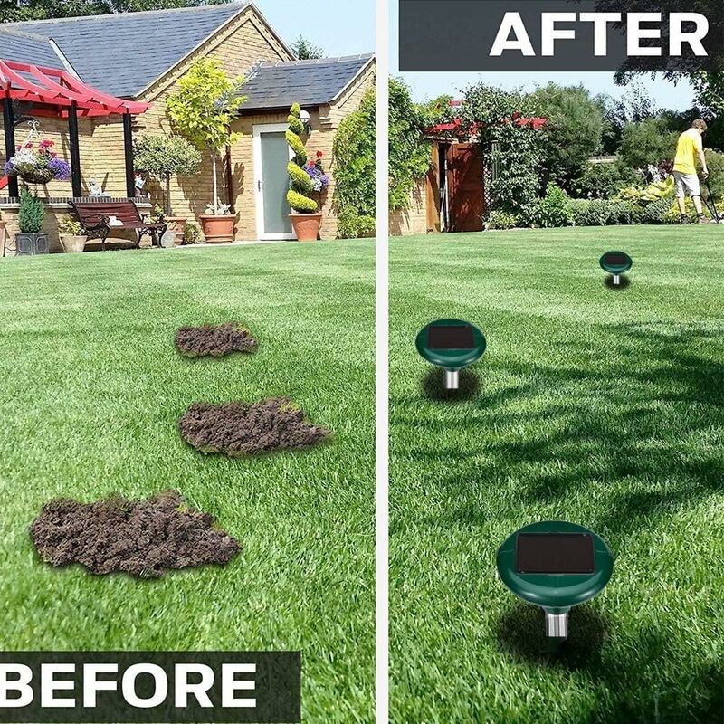 Allocat Lot de 2 Répulsif Animaux Ultrason Solaire Imperméable Répulsif Taupe Solaire à Ultrason Anti Taupes Repousser Taupes Etanche pour Jardin Pelouse en Plein Air 