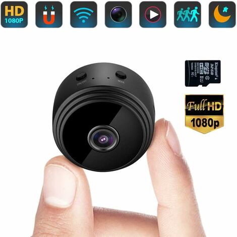 Mini Caméra Espion Cachée WiFi Petite Vidéo HD 1080P Vision Nocturne Détection de Mouvement Sécurité Nanny Cam de Surveillance Caméras Secrètes la Maison Intérieure Extérieure avec Une Carte SD 32G