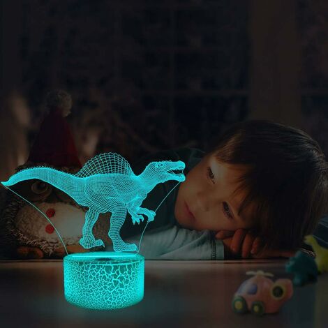 Chambre de Décoration pour Enfants 4 Motifs Dinosaure Veilleuse16 Couleurs Changeantes avec Télécommande Huanchenda Lampe de Dinosaure 3D Illusion 