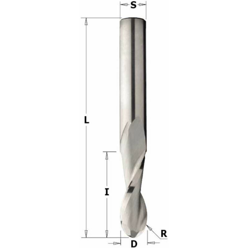 Fresa helicoidal positivo de radio convexo HWM Z2 S:12.7 D:12.7x31.7x76.2 R