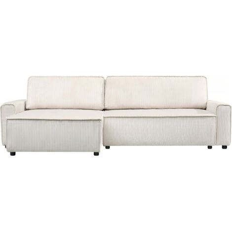 Ecksofa reversibel mit Schlaffunktion aus Cord "Montaigne" - 3-Sitzer  - Beige
