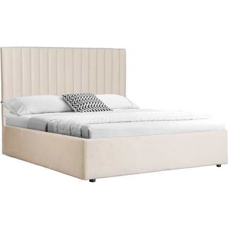 Gestoffeerde vloer Aura 160 x 200 cm, beige, lattenbodem