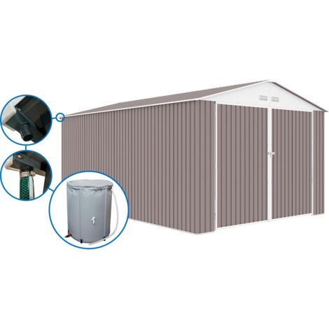 Metallgarage "Nevada" - 18,56 m² mit Dachrinne und Wasserauffangbecken