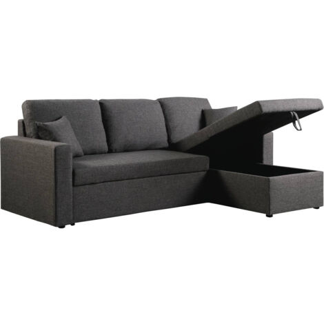 Ecksofa reversibel mit Schlaffunktion und Stauraum "Alain" - 3-Sitzer - Grau