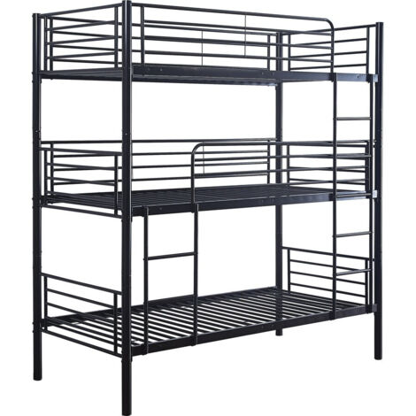 3-Etagenbett aus Metall "HAVIN" - 90 x 190 cm - Schwarz