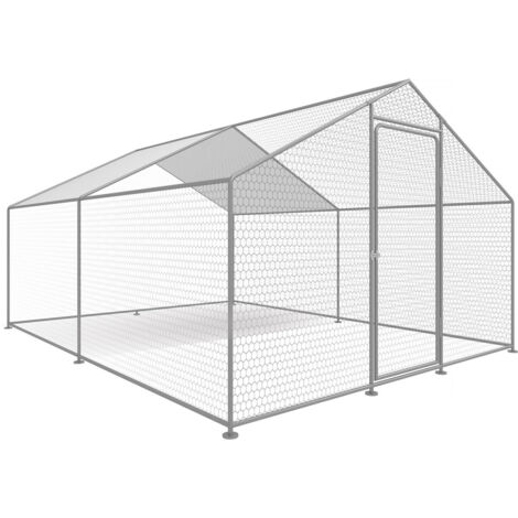 Hühnergehege 9 m² mit Maschendrahtzaun 3 x 3 x 2 m aus verzinktem Stahl