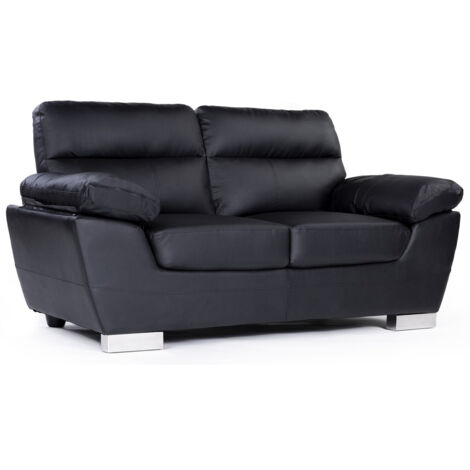 Ledersofa aus rekonstituiertem Leder und PVC "Dallas" - 169 x 88 x 90 cm - 2-Sitzer - Schwarz