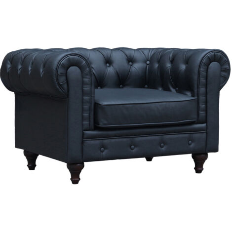 Chesterfield Sessel "Aliza" - 111 x 82 x 70 cm - Schwarz