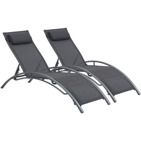 Sonnenliege aus Aluminium "Beauty" - Phoenix - Dunkelgrau/Silberfarben - 2er-Set