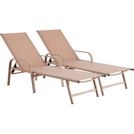 2erSet Sonnenliegen aus Metall "Farniente Braun