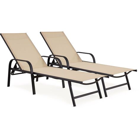 2erSet Sonnenliegen aus Metall "Farniente Beige