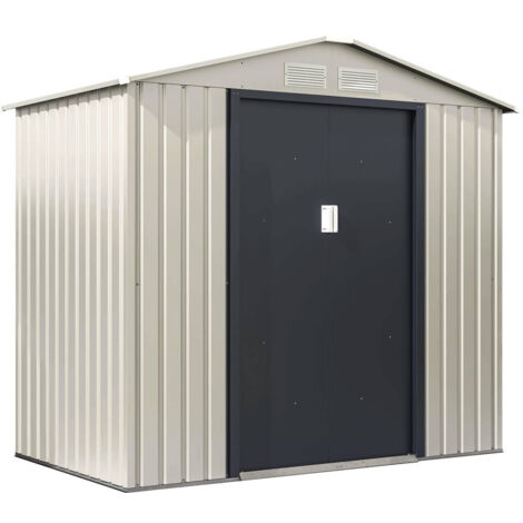 Gerätehaus aus Metall "Nebraska" - 4,07 m² - Beige/Anthrazitgrau