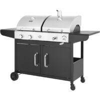 Gaz- und Holzkohle-Grill 2-in-1 "Western" - Schwarz