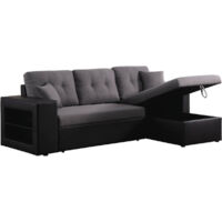 Ecksofa reversibel mit Schlaffunktion "Axel" - 3-Sitzer - Schwarz / Grau
