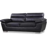 Ledersofa aus rekonstituiertem Leder und PVC "Dallas" - 210 X 88 X 90 cm - 3-Sitzer - Schwarz