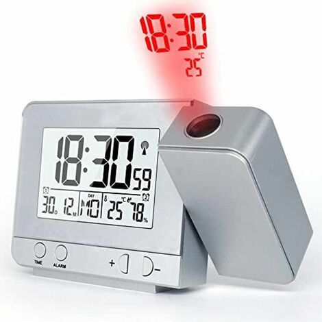 Digital Uhr mit Zeit Temperatur Projektion mit Dual-Alarm, Projektionswecker 