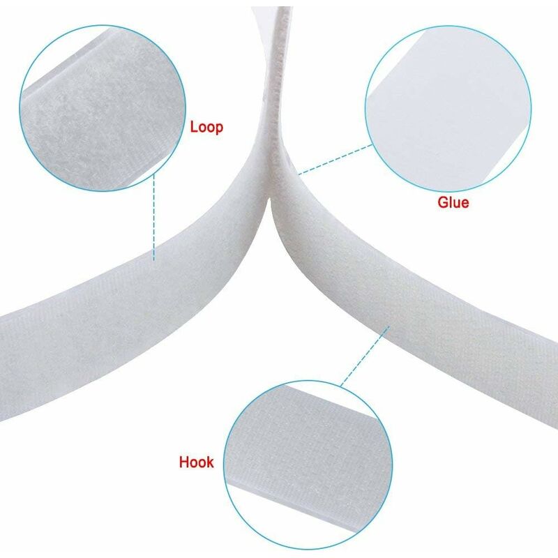 VELCRO® Brand Stick On White Tape, Hook and Loop Tape Self Adhesive  Fastener Roll - 20mm x 25m. Cut-to-Length Strong & Secure Adhesive Strips 