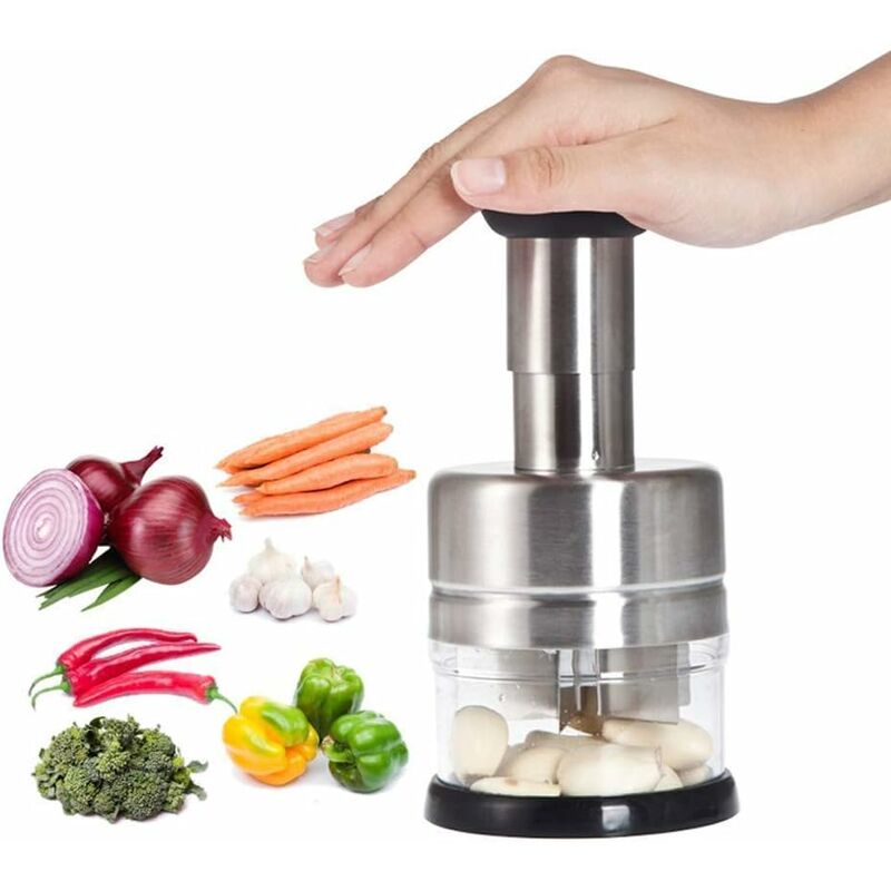 Manual Food Chopper, Express Hand Chopper Dicer with Brush, Easy to Clean  Manual Slap Press for Fruits, Vegetables, Onion, Guacamole, Salsa Maker,  White