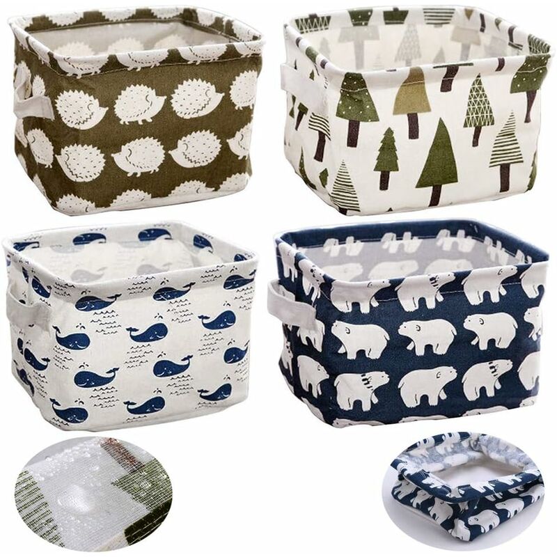 4pcs Hedgehog Pattern Small Fabric Storage Box, Waterproof And