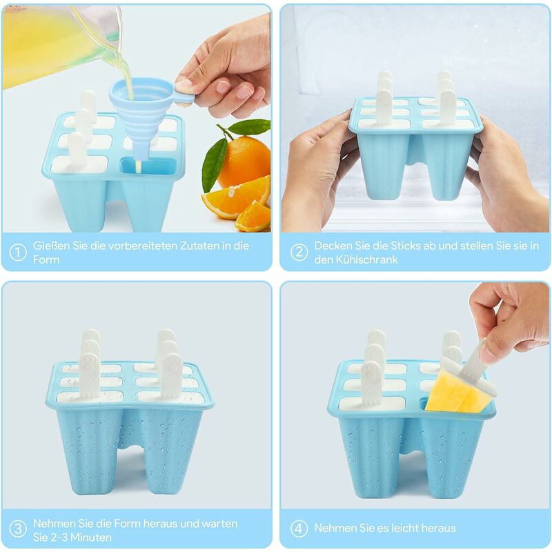 Helistar Popsicle Molds 12 Pieces DIY Reusable Silicone Ice Pop Molds Easy  Release Ice Pop Maker with 16 Reusable Popsicle Sticks Silicone Funnel and