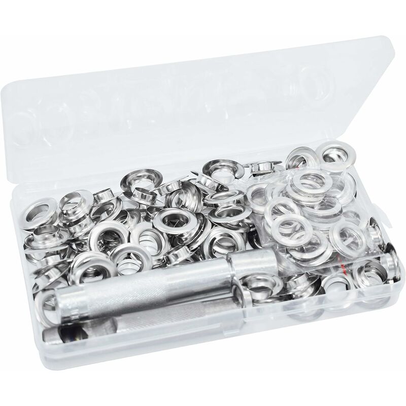 100Pcs Sets Eyelets 14Mm Grommet Kit Eyelets Tools Metal Grommet Eyelet Kit  With Eyelet Tools For Canvas Tarp Tent Repair Silver 