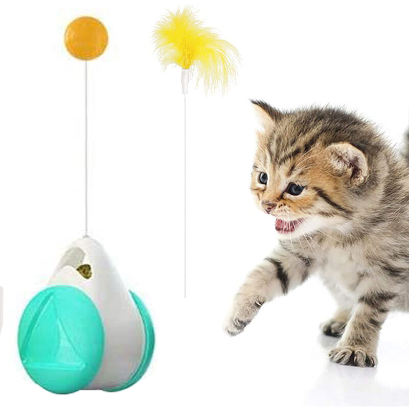 Cat Rolling Ball Toys Interactive Tiered Tower Fun With 3 Colored Balls 3  Tiered Cat Amusing Stick Toys Cat Play Ball Workout Cat Puzzle Toy Blue