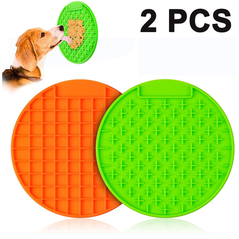 Lick Mat for Dogs, Peanut Butter Slow Feeder for Pet, Dog Lick Pad for Anxiety Relief, Treats & Grooming, Great for Pet Training in Shower , 2pcs