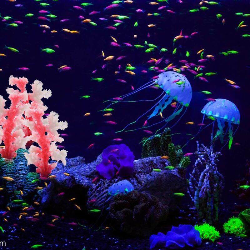 4PCS Glowing Effect Artificial Jellyfish Aquarium Decoration Fish Tank  Ornament