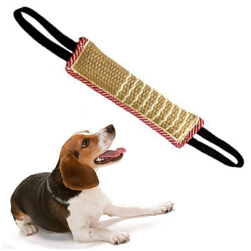 clear&sky Dog Tug Toy Dog Bite Tug Toy with 2 Strong Handles，Tough Jute Bite Pillow for Medium to Large Dogs 