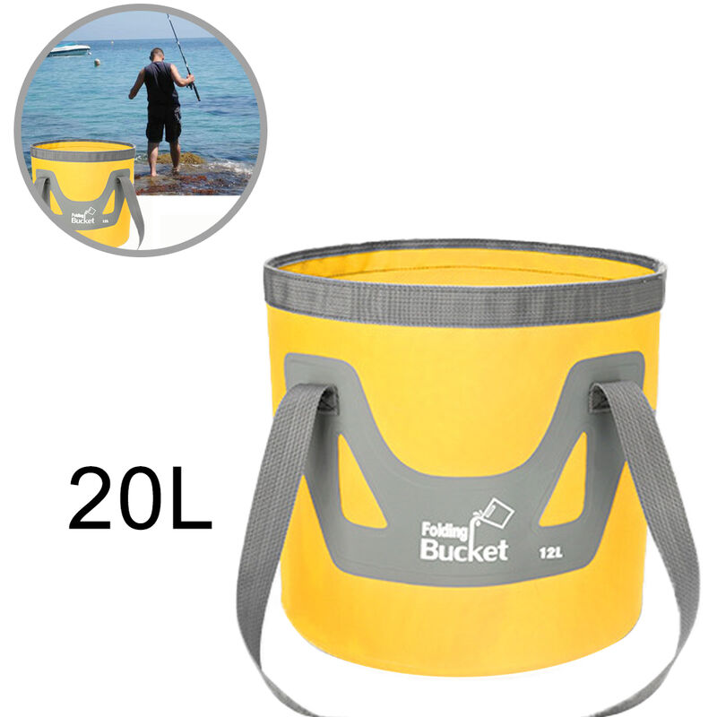 Collapsible Bucket with Handle, Portable Folding Buckets for Cleaning,  Space Saving Water Container for Gardening, Camping, Fishing, Outdoor  Survival, Round 