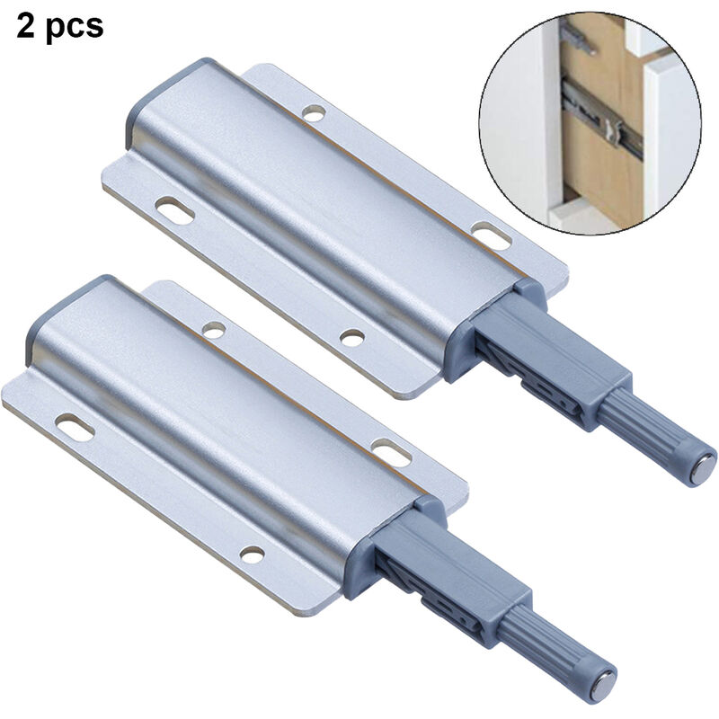 Push to Open Jiayi 2 Pack Touch Latch Magnet Cabinet Door Latches Gray Tip  On Close Push Catches for Doors Drawer Heavy Duty Magnetic Push Cabinet