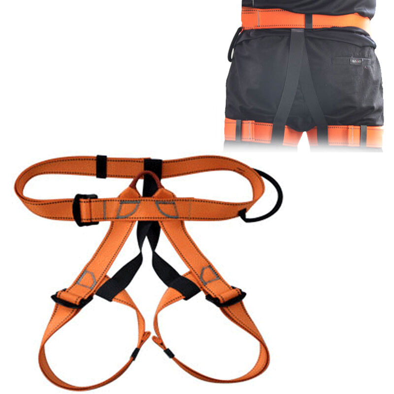 Full Body Harness, Adults Climbing Harness Belts for Outdoor Caving  Rappelling Mountaineering with Hook Lanyard Harness + 1.6m M
