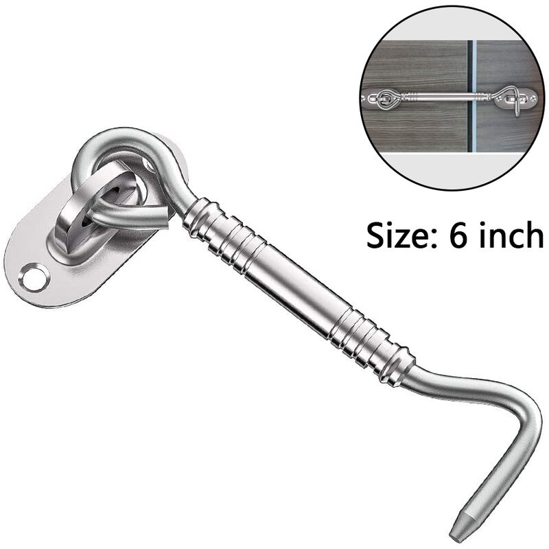 10 Inch Hook And Eye Latch Grey Cabin Patio Door Hook And Eye White 2pack  Stainless Steel 250mm Heavy Duty Cabinet Latches For Door Gate Window  Closet