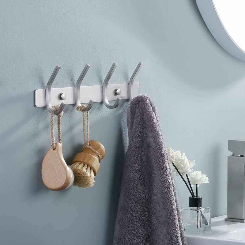 LITZEE Towel Rack Hook Wall Mounted Bathroom Towel Hooks Robe Hooks Matte  Black SUS304 Stainless Steel Coat Rack Rack Towel Rack Storage 2 Pieces