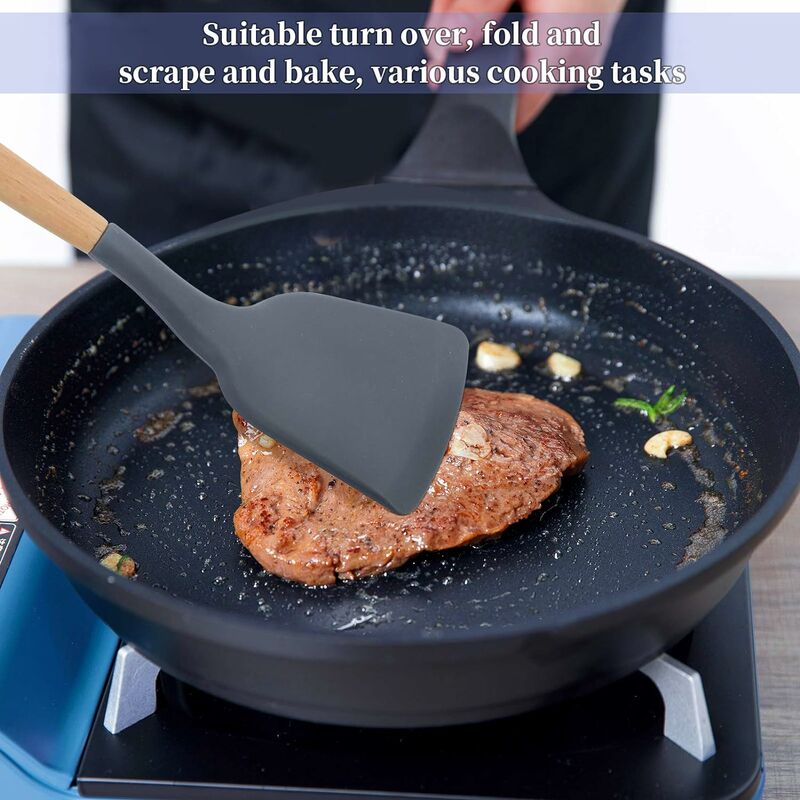 Unique Bargains 2pcs Silicone Spatula Set Heat Resistant Rubber Scraper for  Cooking Baking