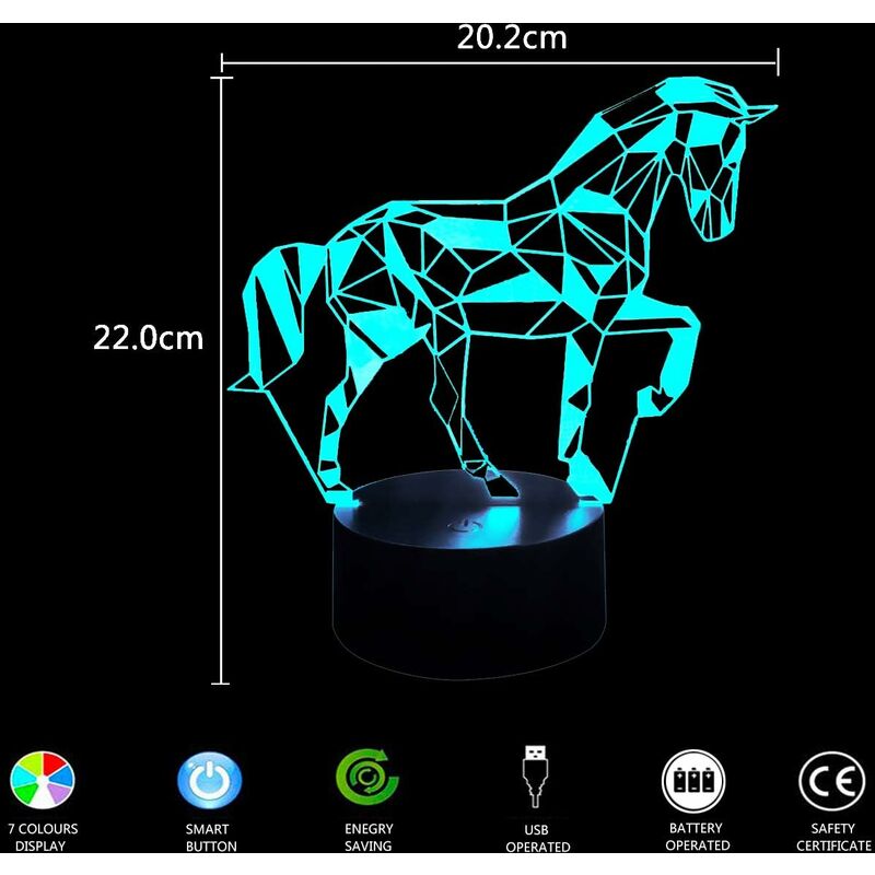 3D Illusion Lamps Animal Langtou Shape LED Desk Table Night Light 7 Color Touch Lamp Kiddie Kids Children Family Holiday Gift Home Office Childrenroom Theme Decoration Langtou 
