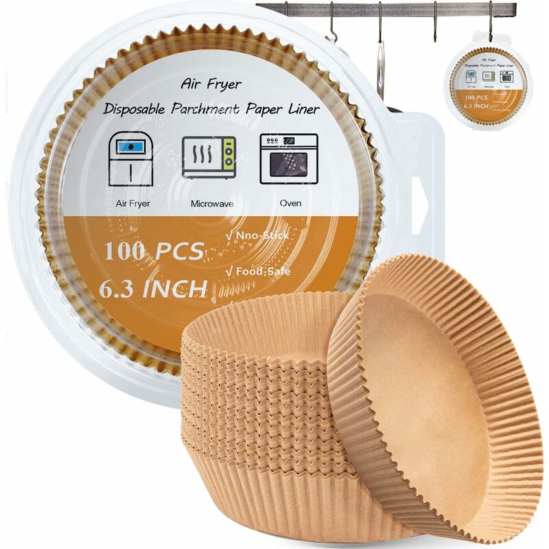 Home Expert Air Fryer Disposable Paper Liner-150PCS Parchment Paper  Sheets,Round Air Fryer Parchment Paper