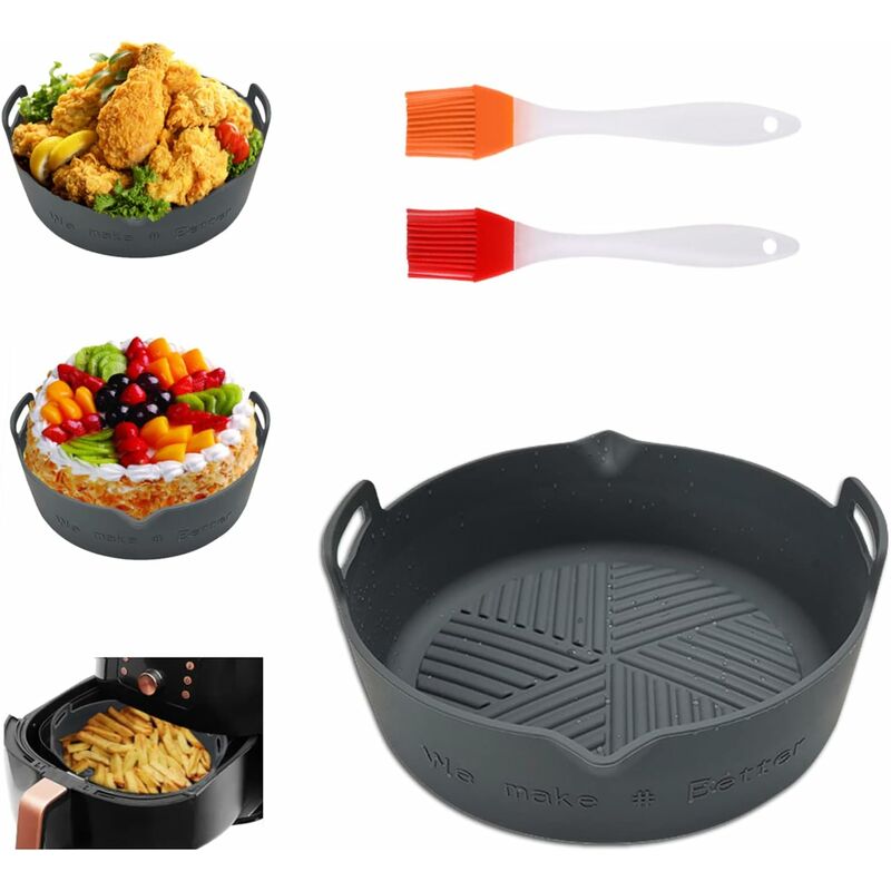 Silicone Pot for Ninja Double Air Fryer, 2PCS Reusable Air Fryer Liners, Silicone  Air Fryer Basket, Accessory for Air Fryer, Oven, Microwave, Cake Mold,  black ZQYRLAR